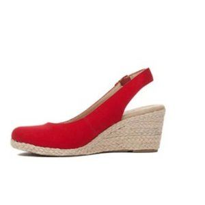 Dyann Red Wedge Espadrilles Slingback Rounded Toe 6.5